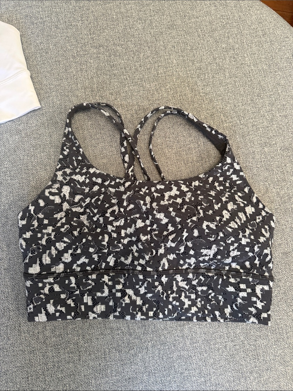 lululemon athletica Black and White Mosaic Strappy Sports Bra